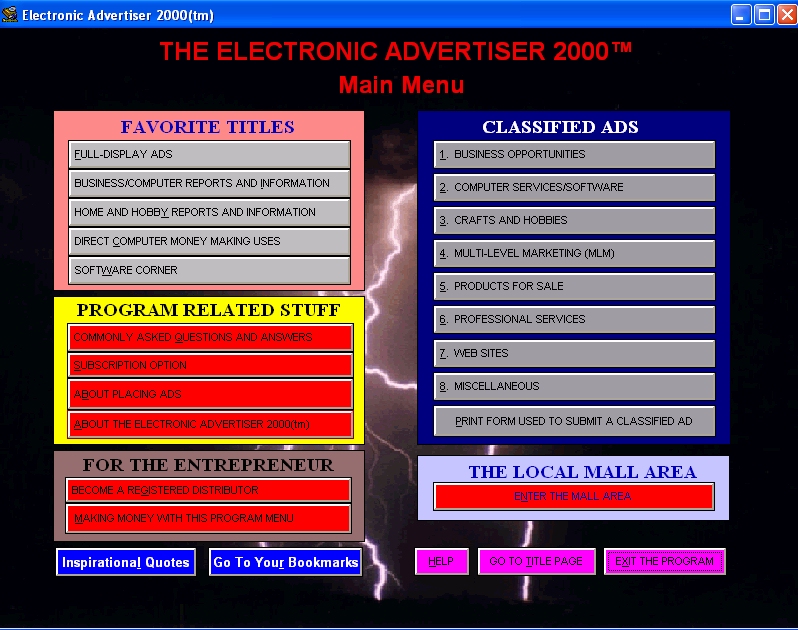 Sample Of The Electronic Advertiser 2000(tm)