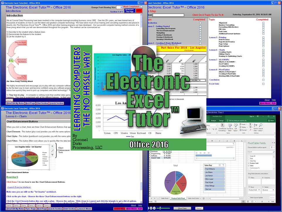 An interactive Excel 2016 tutor program