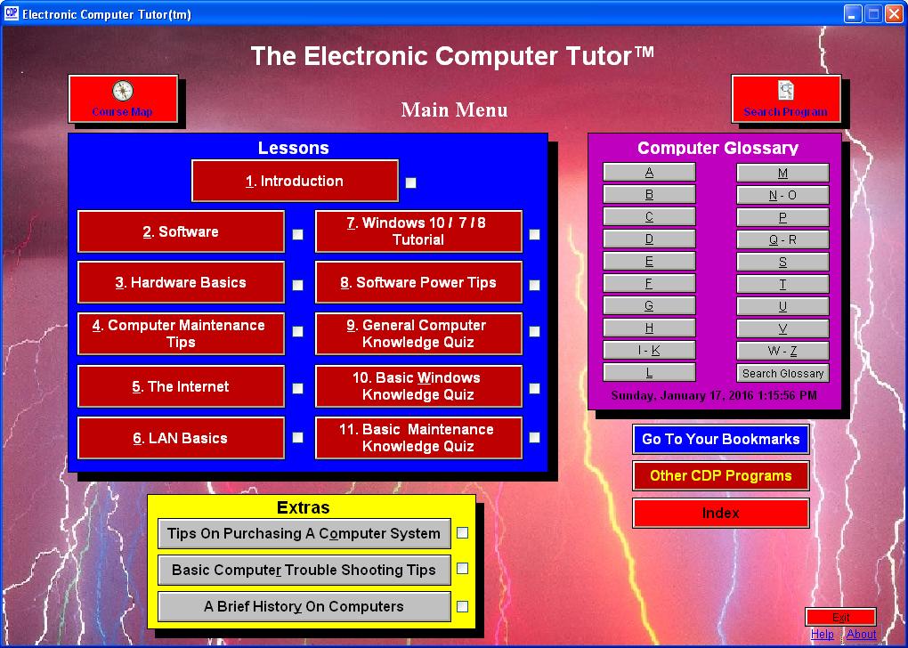 An interactive computer tutor with Windows 10