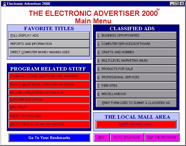 Sample Of The Electronic Advertiser 2000(tm)